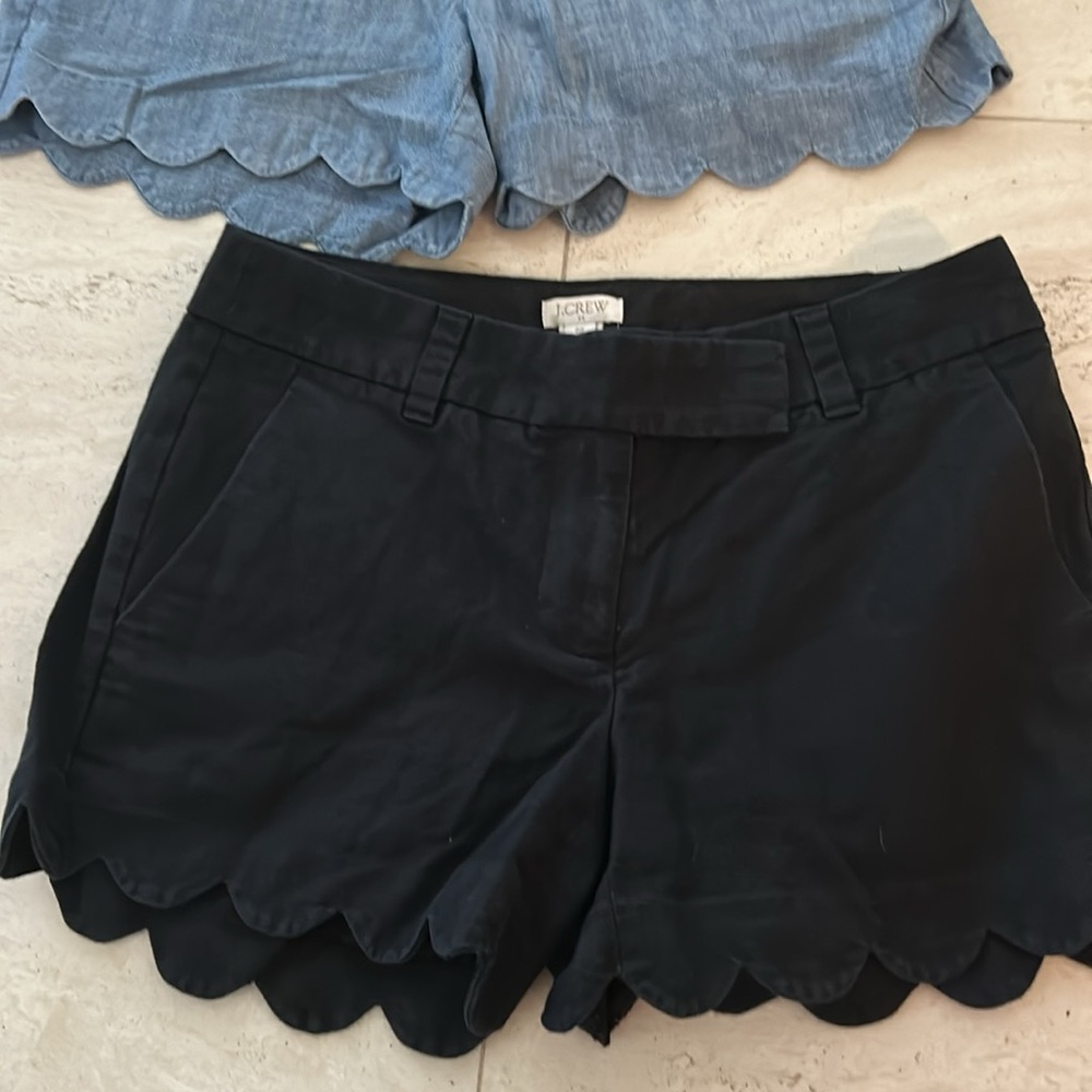 J. Crew Scalloped Shorts - White, Peach, Black, chambray blue - Picture 8 of 16